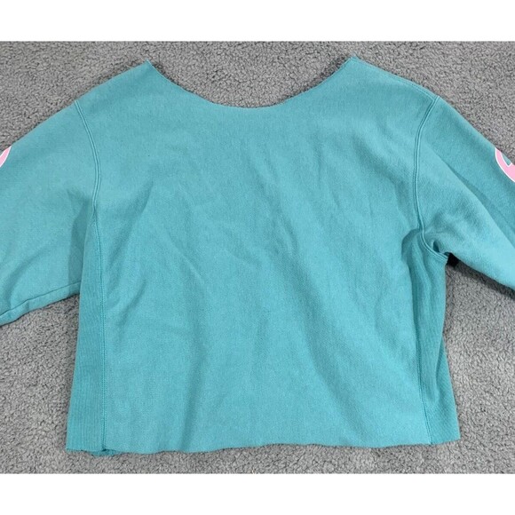 Champion Cropped Long Sleeve Pull-over Sweater Blue Pink White Sporty Preppy - Picture 4 of 16